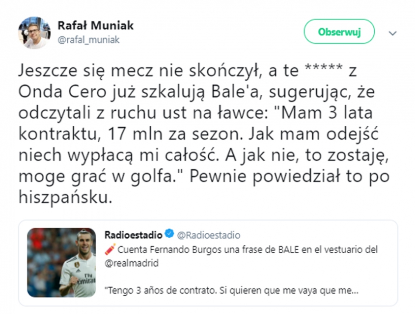 Takie SŁOWA miał wypowiedzieć Bale według ''RadioEstadio''